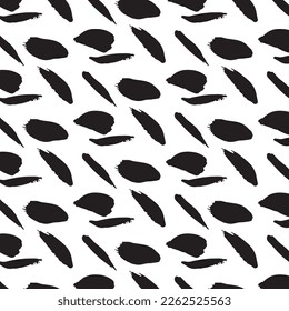 Hand drawn abstract designs and shapes, 
Art for fabrics and textiles.
Geometry monochrome ornament halftone vector background. White and black seamless pattern.