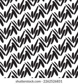 Hand drawn abstract designs and shapes, 
Art for fabrics and textiles.
Geometry monochrome ornament halftone vector background. White and black seamless pattern.