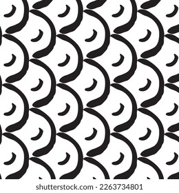 Hand drawn abstract designs and shapes, 
Art for fabrics and textiles.
Geometry monochrome ornament halftone vector background. White and black seamless pattern.