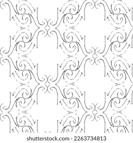 Hand drawn abstract designs and shapes, 
Art for fabrics and textiles.
Geometry monochrome ornament halftone vector background. White and black seamless pattern.