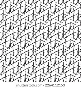 Diseños y formas abstractos dibujados a mano, 
Arte para tejidos y textiles.
Fondo del vector de medio tono monocromático de la geometría. Patrón transparente blanco y negro.