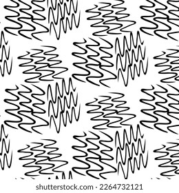 Hand drawn abstract designs and shapes, 
Art for fabrics and textiles.
Geometry monochrome ornament halftone vector background. White and black seamless pattern.