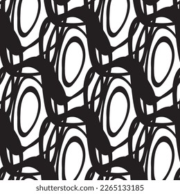 Hand drawn abstract designs and shapes, 
Art for fabrics and textiles.
Geometry monochrome ornament halftone vector background. White and black seamless pattern.