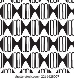 Hand drawn abstract designs and shapes, 
Art for fabrics and textiles.
Geometry monochrome ornament halftone vector background. White and black seamless pattern.