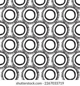 Hand drawn abstract designs and shapes, 
Art for fabrics and textiles.
Geometry monochrome ornament halftone vector background. White and black seamless pattern.