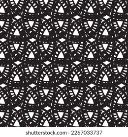 Diseños y formas abstractos dibujados a mano, 
Arte para tejidos y textiles.
Fondo del vector de medio tono monocromático de la geometría. Patrón transparente blanco y negro.