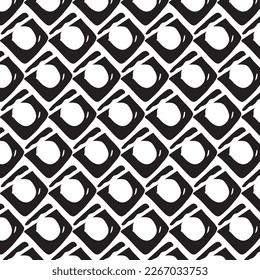 Hand drawn abstract designs and shapes, 
Art for fabrics and textiles.
Geometry monochrome ornament halftone vector background. White and black seamless pattern.