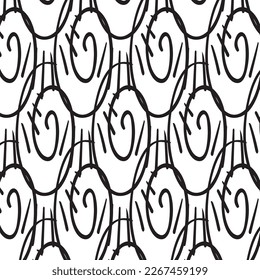 handgezeichnete abstrakte Designs und Formen, 
Kunst für Stoffe und Textilien.
Geometry monochrome Ornament-halftone Vektorhintergrund. Weiße und schwarze nahtlose Muster.