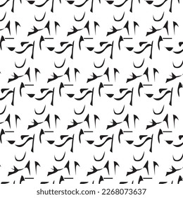 Hand drawn abstract designs and shapes, 
Art for fabrics and textiles.
Geometry monochrome ornament halftone vector background. White and black seamless pattern.