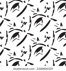 Hand drawn abstract designs and shapes, 
Art for fabrics and textiles.
Geometry monochrome ornament halftone vector background. White and black seamless pattern.