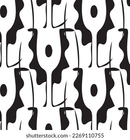 Hand drawn abstract designs and shapes, 
Art for fabrics and textiles.
Geometry monochrome ornament halftone vector background. White and black seamless pattern.