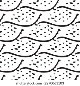 Hand drawn abstract designs and shapes, 
Art for fabrics and textiles.
Geometry monochrome ornament halftone vector background. White and black seamless pattern.