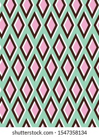 Hand Drawn Abstract Diamond Argyle Shapes Seamless Vector Pattern Isolated Background