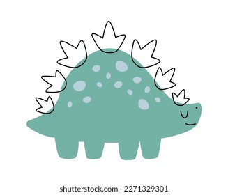 Hand drawn abstract dinosaurs flat icon Jurassic period. Vector illustration