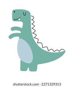 Hand drawn abstract dinosaurs flat icon Jurassic period. Vector illustration