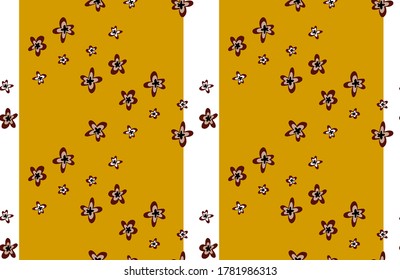 Flores de Ditsy de mano dibujadas de forma abstracta con rayas patrón vectorial repetidor de fondo aislado