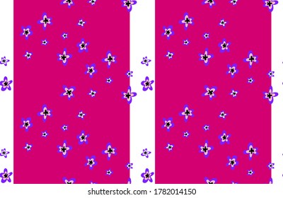 Hand Drawn Abstract Ditsy Flowers with Stripes Repeating Vector Pattern Isolated Background