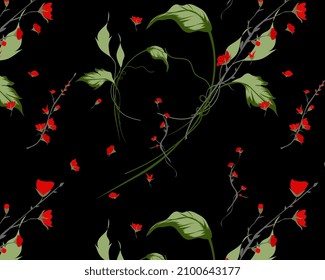 Hand drawn abstract ditsy flowers seamless pattern. Repeating floral vector pattern.