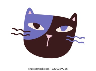 Hand drawn abstract doodle cat flat icon. Vector illustration