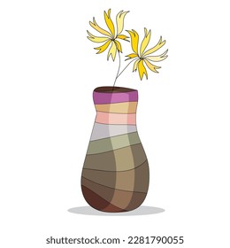 Hand drawn abstract doodle garden flowers vase for decorate layout banner or graphic