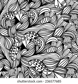 Hand drawn abstract doodle seamless pattern. Seamless background. Vector illustration for design of gift packs, wrap,  patterns fabric, wallpaper, web sites and other. 