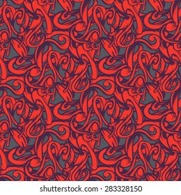 Hand drawn abstract doodles seamless pattern. Vector line art.