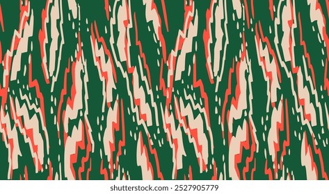 Dibujado a mano Formas orgánicas dinámicas abstractas sin patrón. Fondo verde Vector con adorno de textura única colorida. Impresión contemporánea.