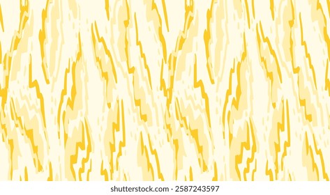 Hand drawn abstract dynamic organic shapes seamless pattern. Vector yellow background with unique texture ornament. Contemporary print.