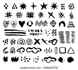 Hand drawn abstract elements. Hand sketched design ink shapes isolated on white background. Doodle vector decorative illustration.