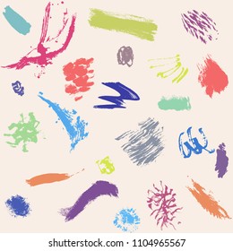 hand drawn abstract expressionism seamless pattern. Acryl and pastel. Vector illustration