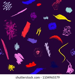 hand drawn abstract expressionism seamless pattern. Acryl and pastel. Vector illustration