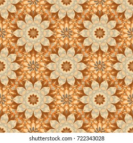 Hand drawn abstract fancy elements. Vintage flowers. Watercolor painting imitation Vector illustration. Beige, orange and brown colors. Summer blooming theme.