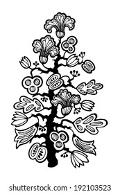 Hand drawn abstract fantasy floral tree, vector