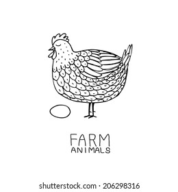 hand drawn abstract farm chicken