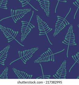 Hand drawn abstract fern leaf seamless pattern