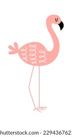 Hand drawn abstract flamingo Wild animal design element. Vector illustration