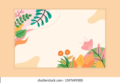Hand drawn Abstract Flat Floral Background 