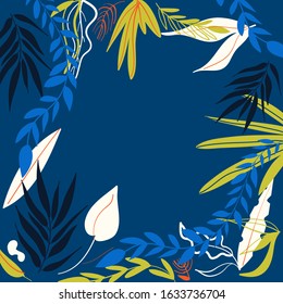Hand drawn abstract floral background Folk art vector background.