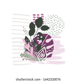 Hand drawn abstract floral background isolated on white. Vector flower background  for paper, cover, fabric, interior decor.