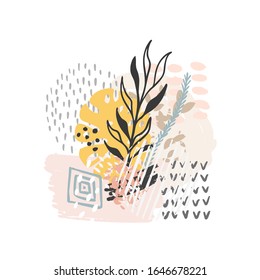 Handgezeichnet abstrakter floraler Hintergrund einzeln auf Weiß. Vektorillustration floraler Hintergrund für Papier, Decken, Stoff, Inneneinrichtung.