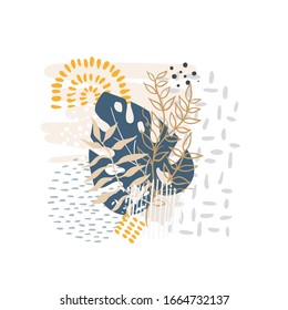 Handgezeichnet abstrakter floraler Hintergrund einzeln auf Weiß. Vektorillustration floraler Hintergrund für Decken, Stoff, Inneneinrichtung.