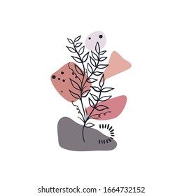 Hand drawn abstract floral background isolated on white. Vector flower background  for social media, cover, fabric, interior decor.
