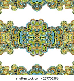 Hand drawn abstract floral composition. Can be used as a card, invitation, background. Yoga. Mandala.