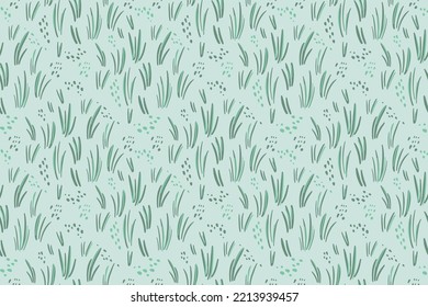 Hand drawn abstract floral pattern. Botanical seamless background design with field grass. Vector illustration for wrapping paper, wallpaper, fabric print, interior decor