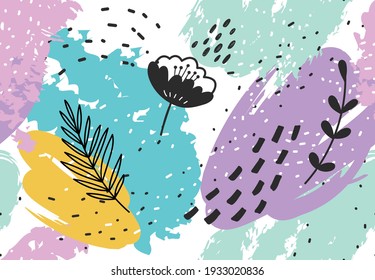 hand drawn abstract floral seamless background vector illustration