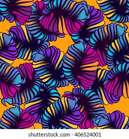 Hand drawn abstract floral seamless pattern. Vector line art.