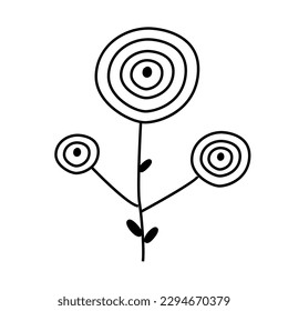 Hand drawn abstract flower and branches doodle. Vector illustration