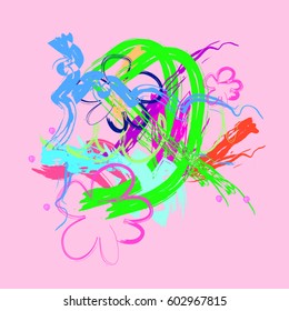 Hand drawn abstract flower with brush stroke