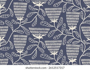 Hand drawn abstract flower dot art seamless pattern. floral hand drawn vector background.
