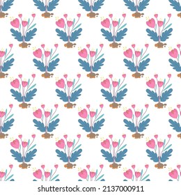 Hand drawn abstract flower seamless pattern 